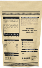 Khani Rice packaging with nutritional information and contact details on a beige background